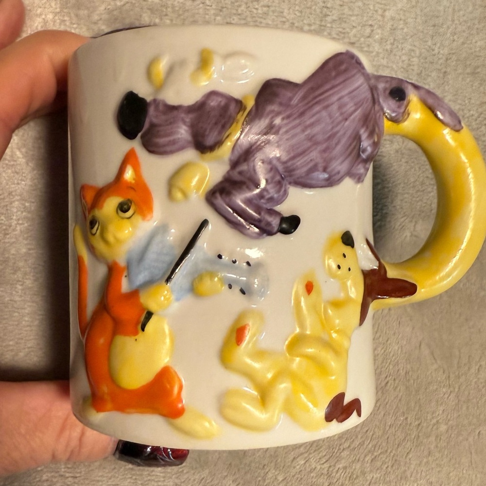 Vintage Jeffrey Snyder Mug Hey Diddle Diddle‎ Nursery Rhyme Fairytale JSNY